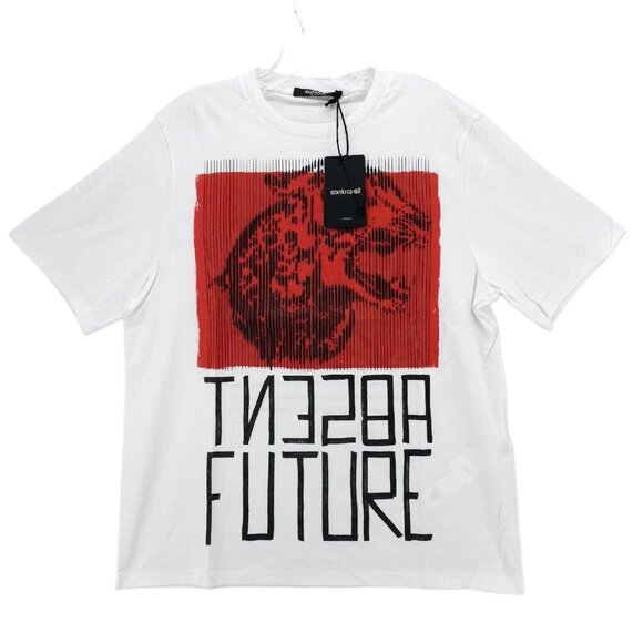 Roberto Cavalli Other - NWT ROBERTO CAVALLI Graphic Men's T-Shirt "Absent Future" Double Sided SMALL